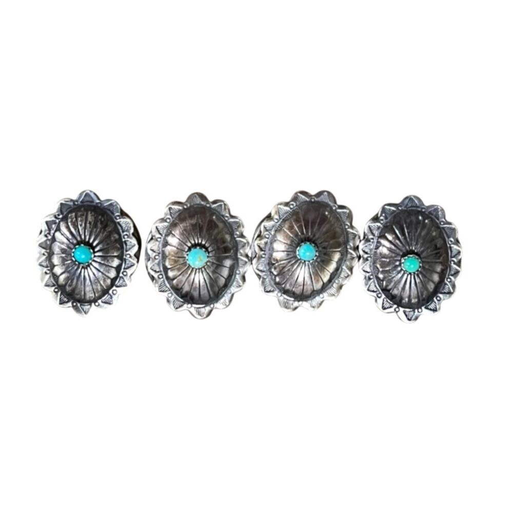 Vintage Turquoise & Silver Southwest Button Covers